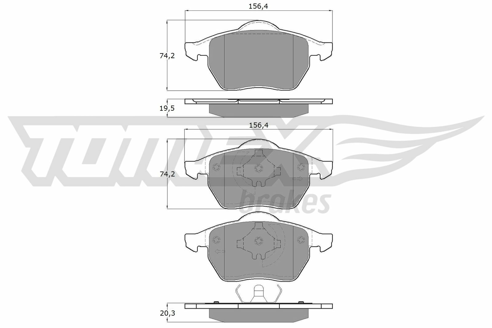 Sada brzdových destiček, kotoučová brzda TOMEX Brakes